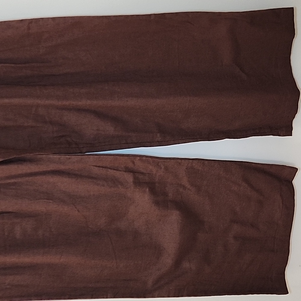 NWT Abercrombie&Fitch 53% Linen Pleated Wide Leg Pants Chocolote  Brown Sz M - Picture 6 of 16